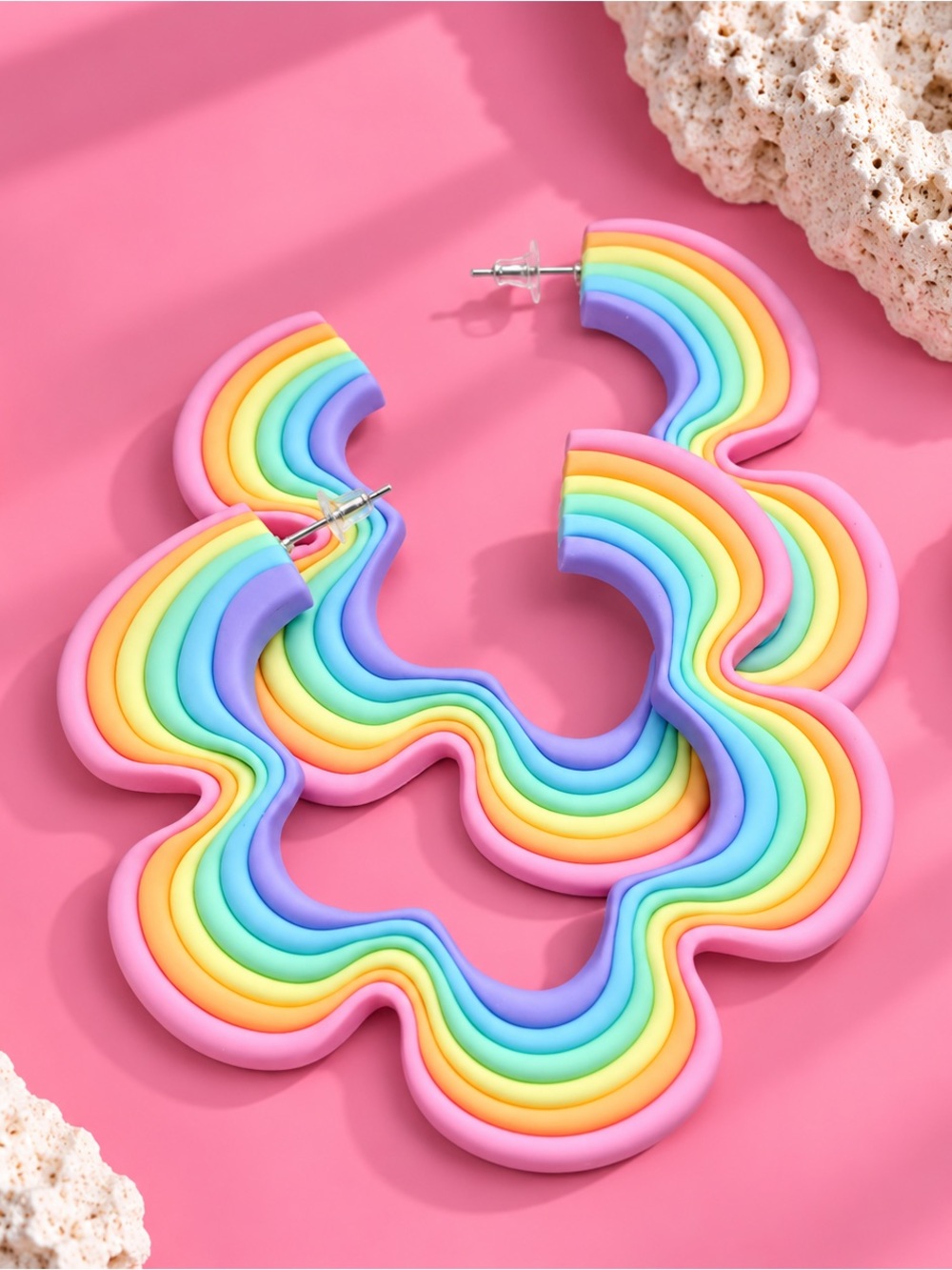 Flower Power — Retro — Handmade Hoop Earrings — Pastel Dreams